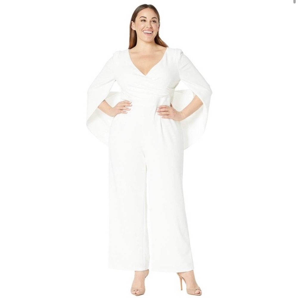 Adrianna Papell White Cape Jumpsuit